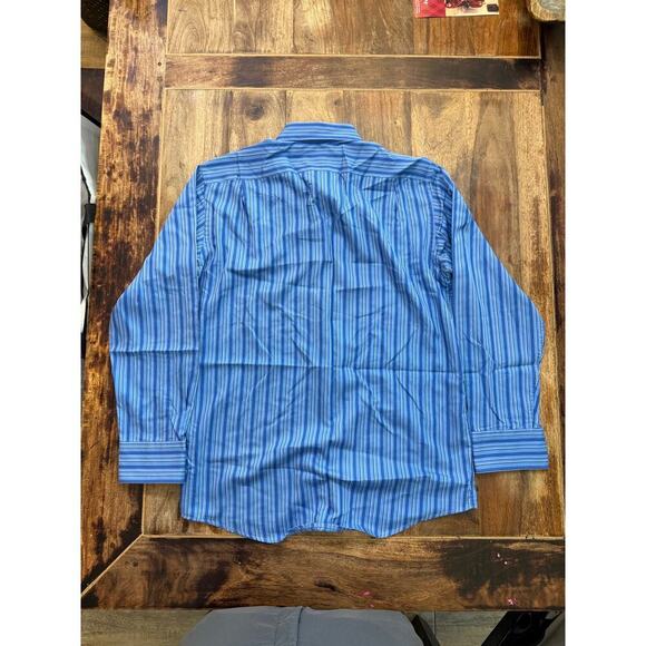 Lacoste Men's Blue Striped Pattern Long Sleeves Button Down Shirt Size 40 - Picture 5 of 6